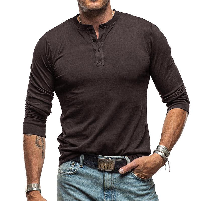 

Short-sleeved Men s Long-sleeved T-shirt Cotton Men s Bottoming European American Tops S коричневий