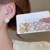 Elegant Simulated Pearl Earrings Round Square Small Imitation Pearl Earrings French Ear Studs for Women Daily Jewelry Sets