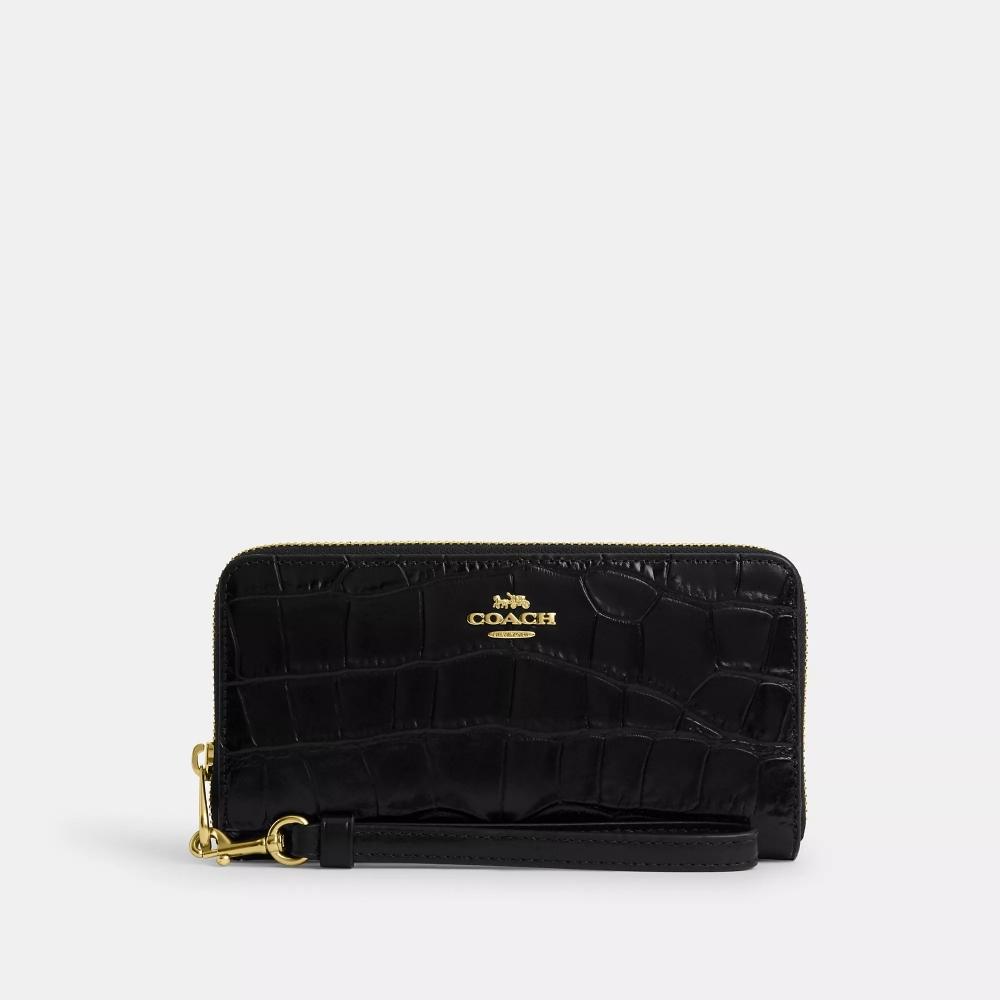 

Длинный кошелек Coach на молнии по кругу золотисто-черный