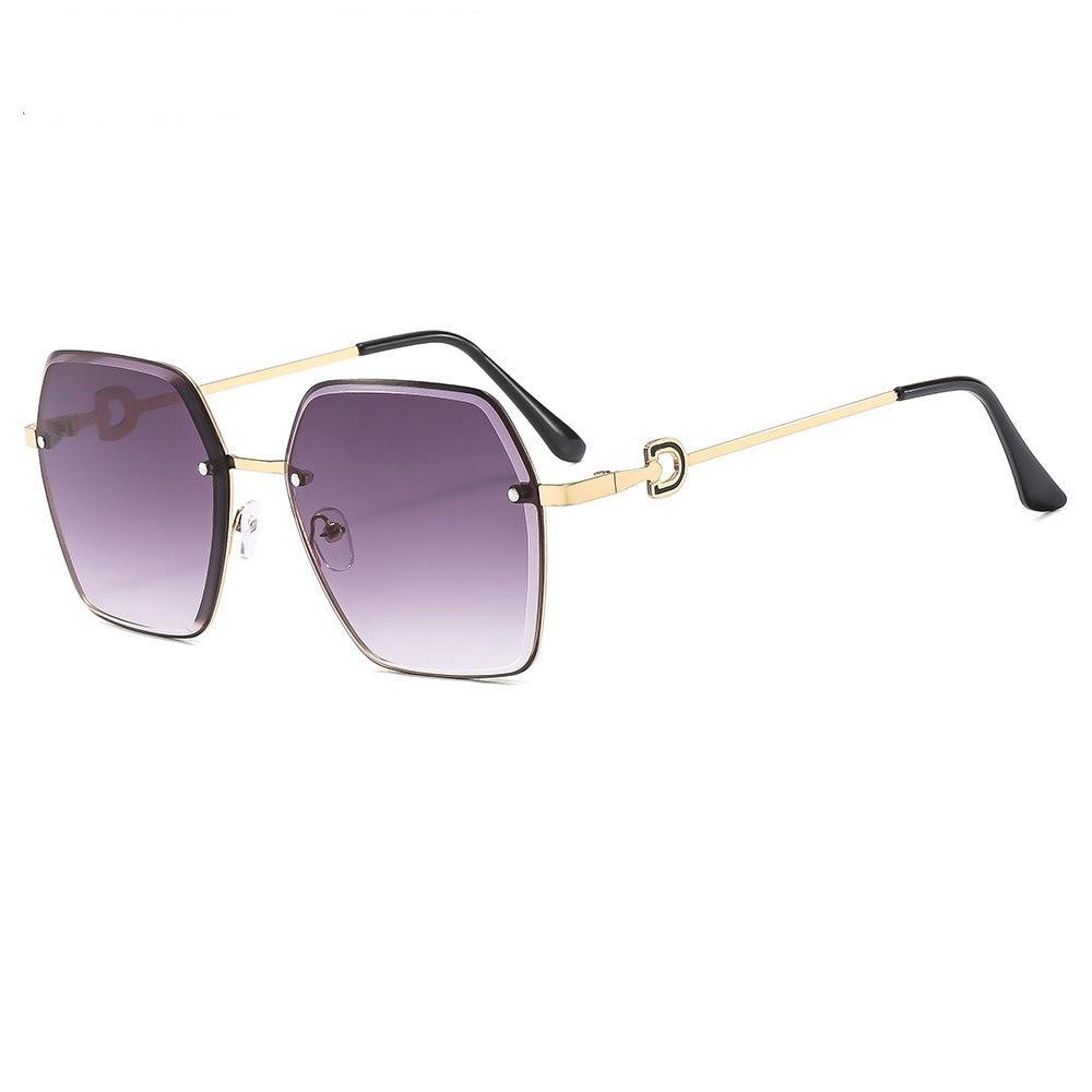 Gradient Women's Retro Sunglasses, Rimless Cut-Edge, High-End Look, Slimming Design.