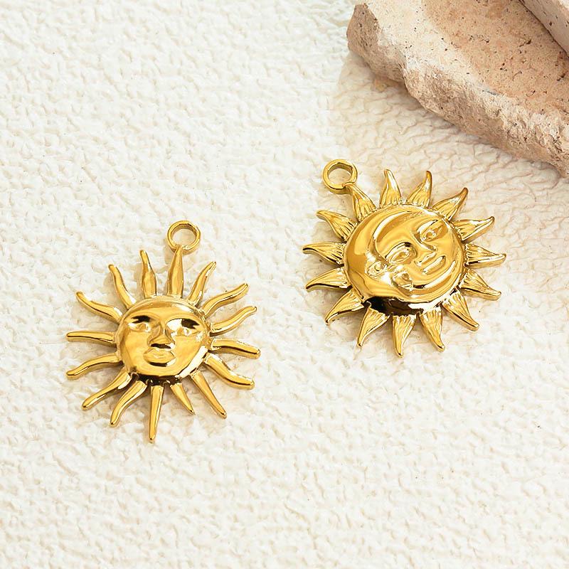 18K Gold Plated Sun Heart Pendant Necklace & Bracelet in Stainless Steel