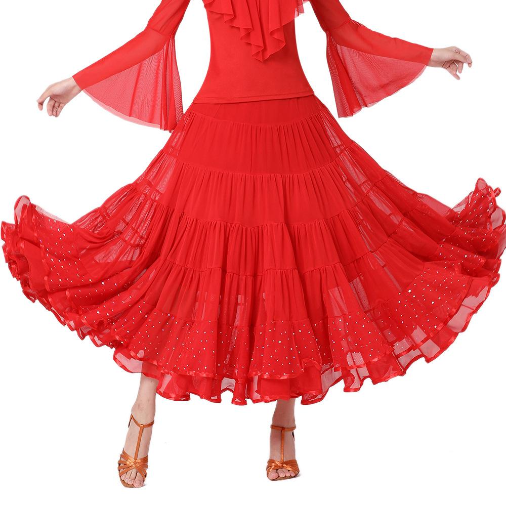 Moderne danseskjørt selskapsdrakt stort svingende skjørt nettskjørt danseskjørt treningsdrakt danseoppvisning danseskjørt langt skjørt
