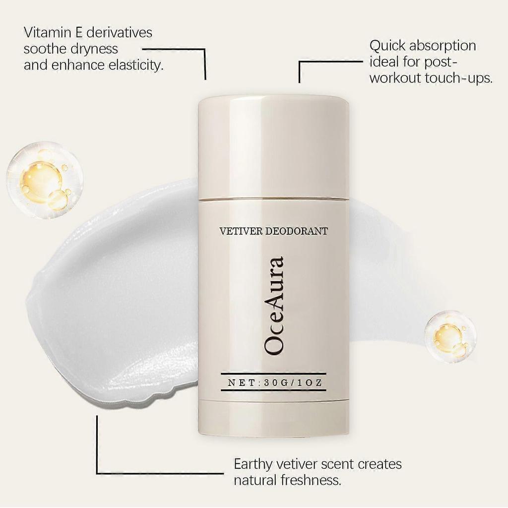 Natural Vetiver Deodorant Stick - Alcohol-Free, Aluminum-Free, Gentle & Moisturizing Balm for Sensitive Skin with Long-Lasting Freshness and Earthy Sc