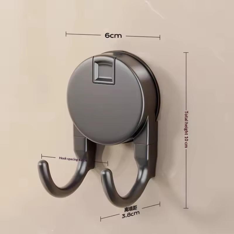 Suction Cup Hook No Drilling Required Dual Hooks Strong Load Bearing Bathroom Kitchen Door Back Clothes Hook