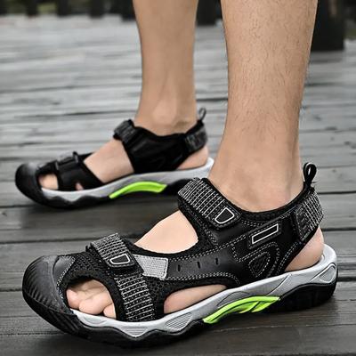 Men Sandals Non-slip Rubber Soles High Quality Casual Water Trekking Mesh Leather Beach Breathable Summer Outdoor Hiking Soft