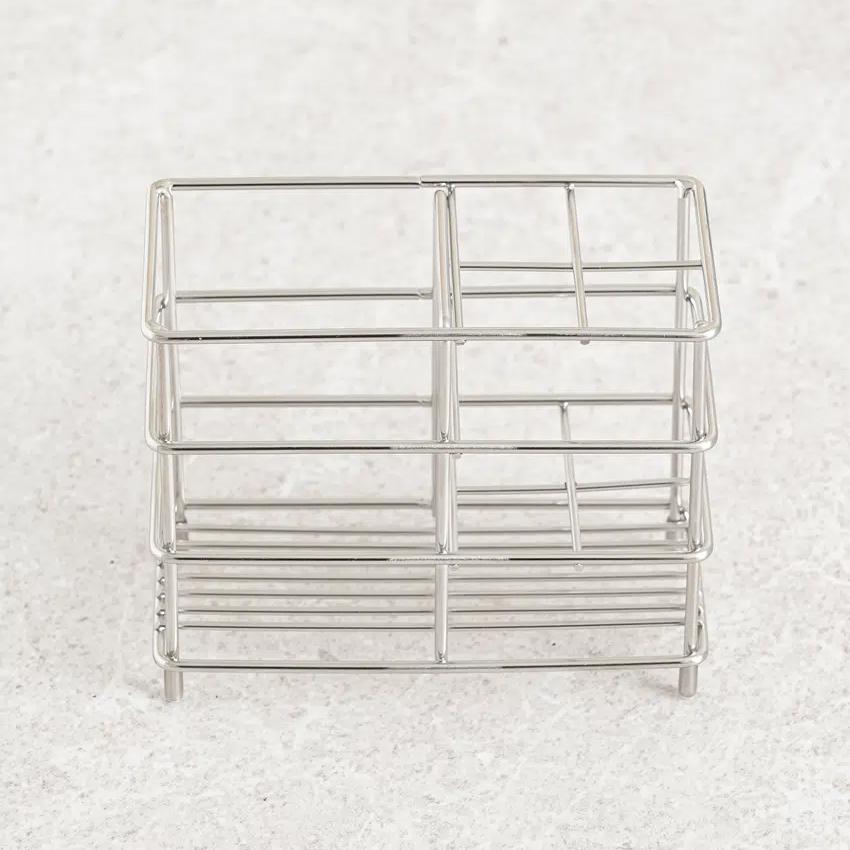 Stainless Steel Toothbrush & Toothpaste Stand (6x12x10cm) Silver