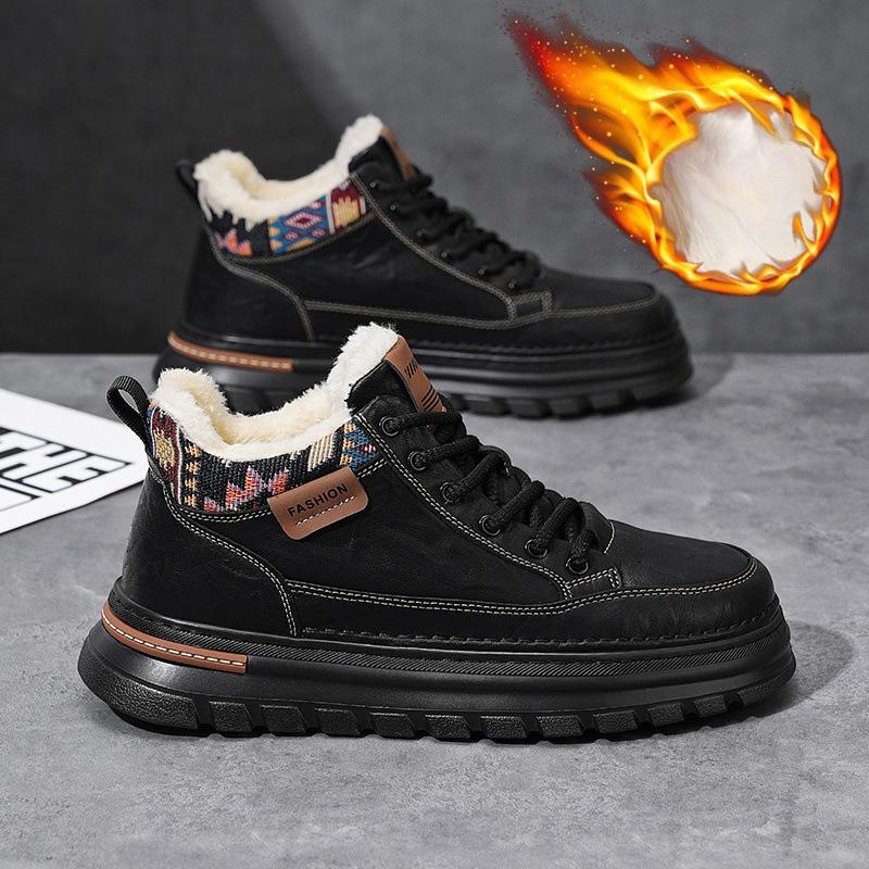 Best-selling Boots - Men s Padded Sneakers - Outdoor Boots - Casual Leather Shoes 44 чёрный 1900₽