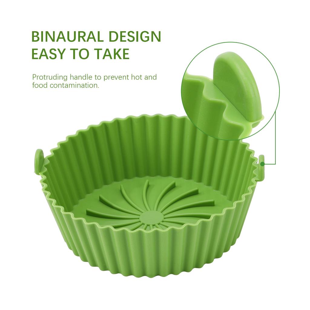 Grey 8.7 Inch Silicone Air Frying Liner Heat Proof Safe Reusable Round Shape Air Frying Basket Silicone Mat Bowl for