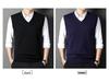 Men's V-Neck Knitted Vest: Thick Sleeveless Sweater for Autumn/Winter - Solid Color, Middle-Aged Business Style