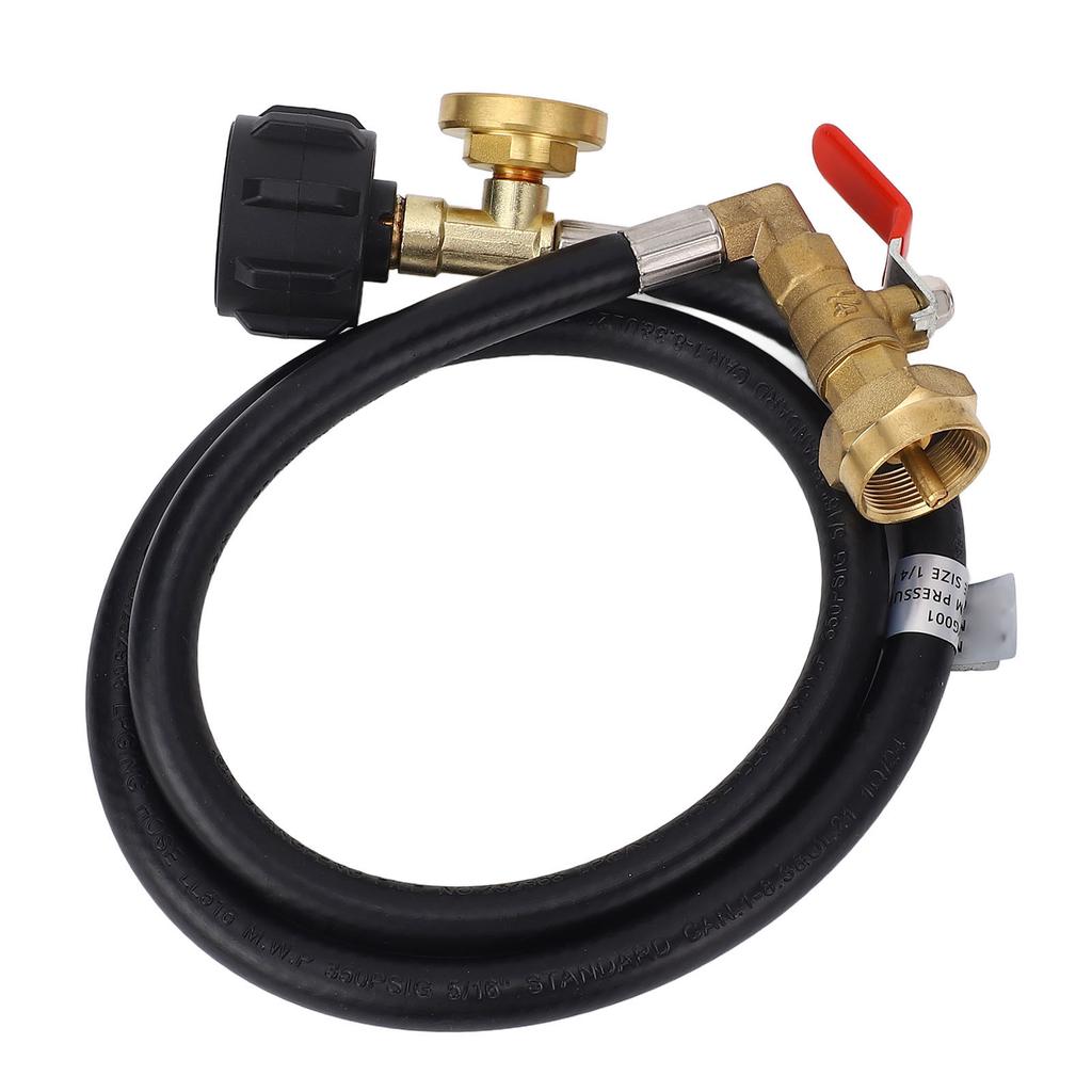 3FT Gas Refill Adapter Hose with Gauge and Valve 350PSI High Pressure QCC1 Connector 1lb To 20lb