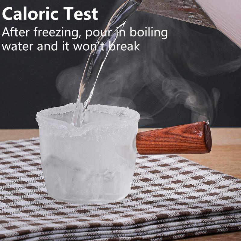 50/100ml Wooden Handle with Scale Glass Coffee Measuring Cup Espresso Milk Latte Transparent Single Mouth Kitchen Coffee Mug