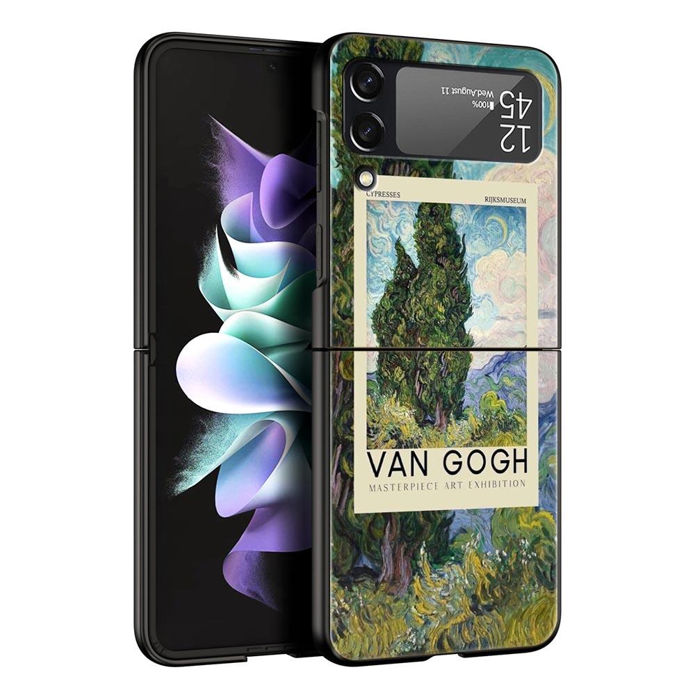 

Starry sky van gogh art Phone Case For Samsung Galaxy Z Flip3 Flip4 Flip5 PC Shell For Z Flip 3 4 5 Black Hard Folding Cover Galaxy Z Flip 5