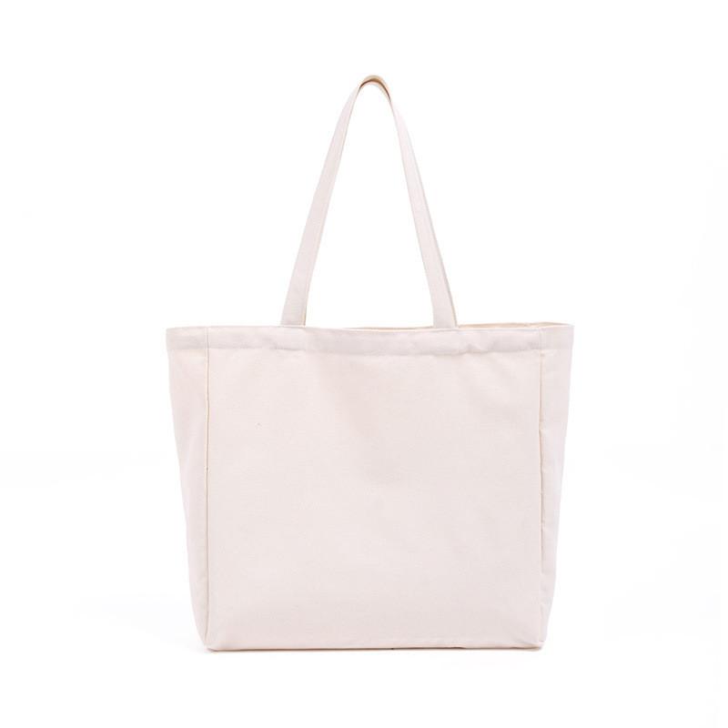 Canvas Tote Bag With Solid Color For Shopping And Gift Use