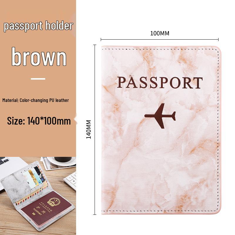 Marble Pattern Passport Holder with Ticket Clip and Custom Logo