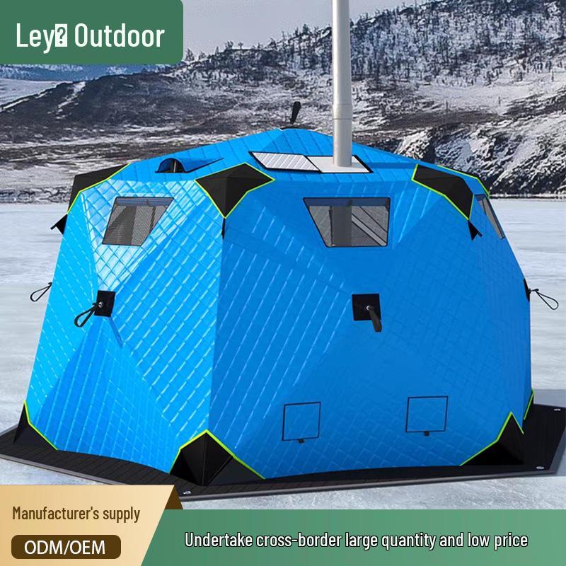 Thickened Cotton-Padded Winter Tent: Quilted, Windproof, and Warm for Extreme Cold Ice Fishing and Camping
