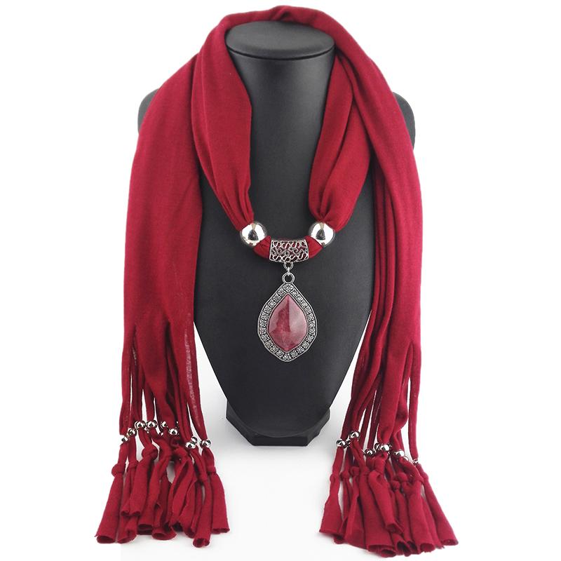 Jewelry Scarf Metal Diamond Jade Pendant Women Shawl Scarf