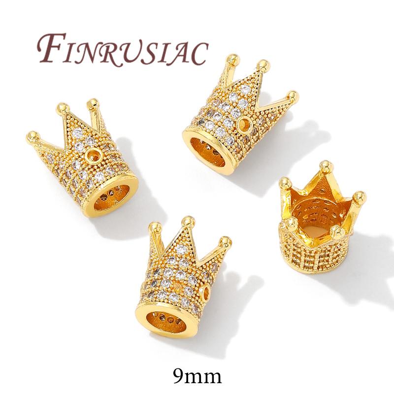 Loose Spacer Beads 18K Gold Plated 9mm Crown Beads For Jewelry Making DIY Bracelets Accessories,Separator For Beads
