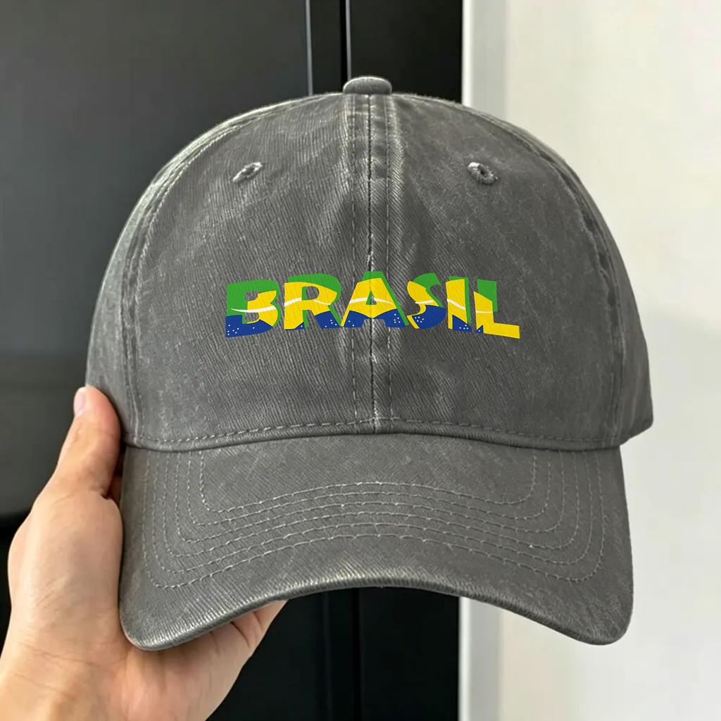 Brasil Flag  Sun Baseball Cap  Casual Unisex Adult Washed Hip Hop Hats Adjustable Design Outdoor Gym Baseball Caps Gift Idea