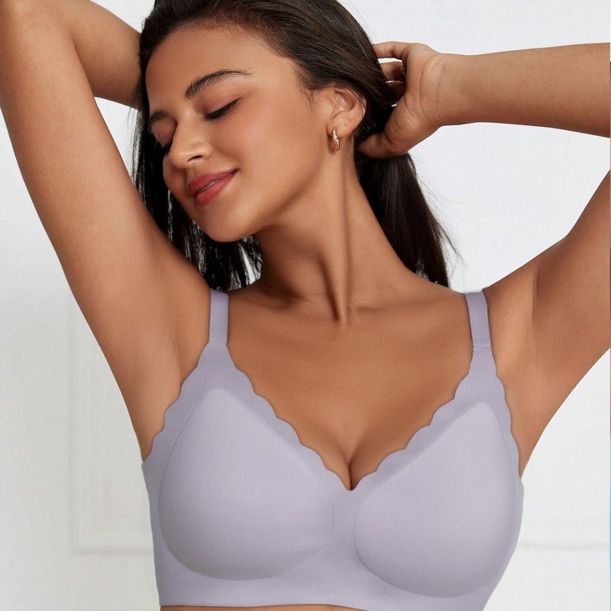 Женский бесшовный спортивный бюстгальтер с push-up: Поддерживающий, Дышащий, Красивый дизайн спины для маленькой груди 3XL фиолетовый