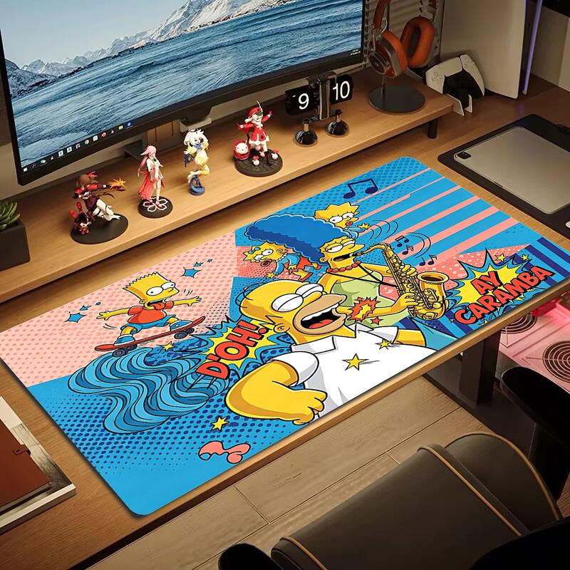 Simpsons Family Cartoon Color Mouse Pad Large Gaming Table Cushion Non-slip Laptop Tablet Big Mousepad XXL Mat Mini PC Playmat With Lock edge