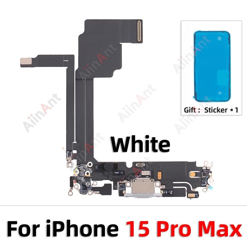 Waterproof Sticker + Flex For iPhone 15 14 Pro Max Plus mini Bottom USB Mic Dock Charger Connector Charging Port Flex Cable