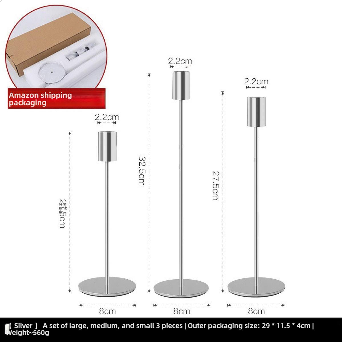 

3Pcs Elegant Gold Candlestick Holder - Metal Long Candle Stand for Home Decor, Vintage Candle Wick Holder with Durable Design