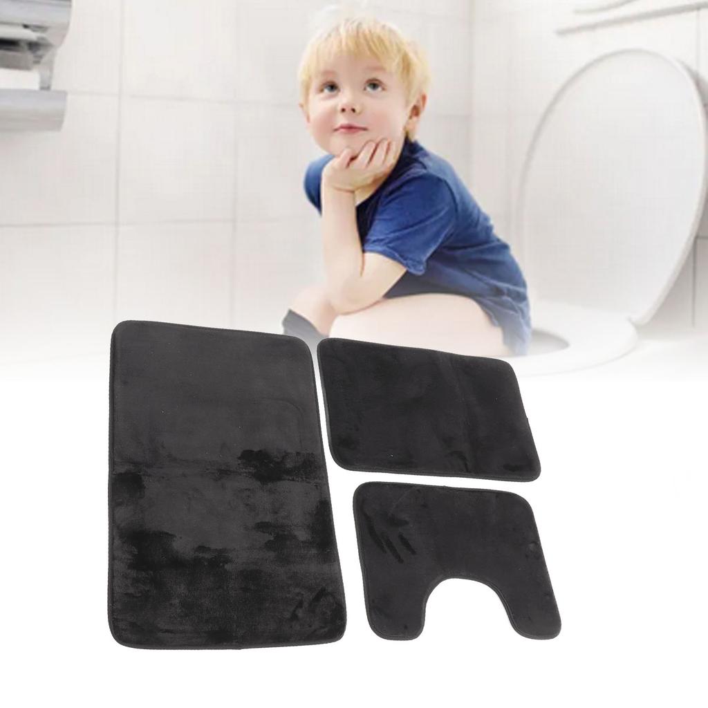 3 Pieces Toilet Mat Set Non Slip Water Absorbent Washable Bathroom U Shaped Toilet Rug Set for Home Toilet Training