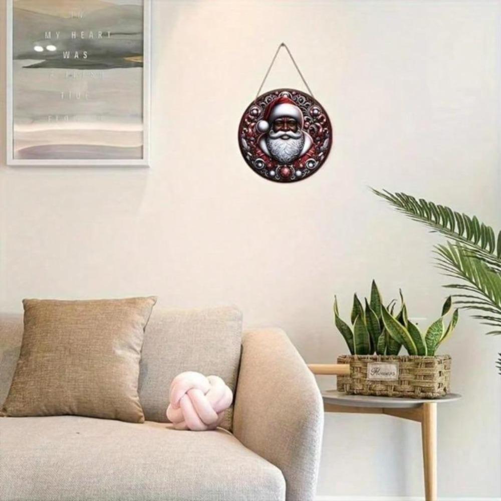 Metal Tin Sign Santa Claus Christmas Hanging Wall Decor For Living Room