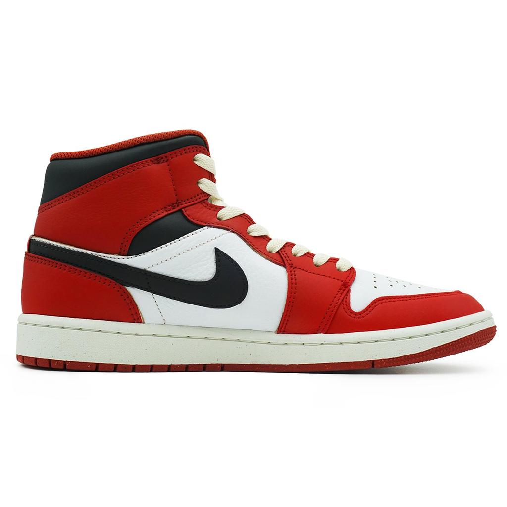 Jordan Air Jordan 1 Leather Mid top Vintage Basketball Shoes Men's Red White Black FJ3458-160(Team108-)