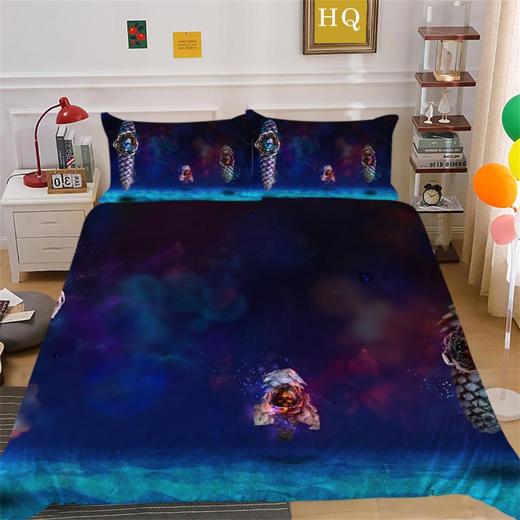 3D-Horror-gemustertes, bedrucktes Bettwäsche-Set mit Daunendecke und Kissenbezug mit Totenkopf-Muster, 2/3-teilig, Halloween, festliche Atmosphäre, Heimdekoration