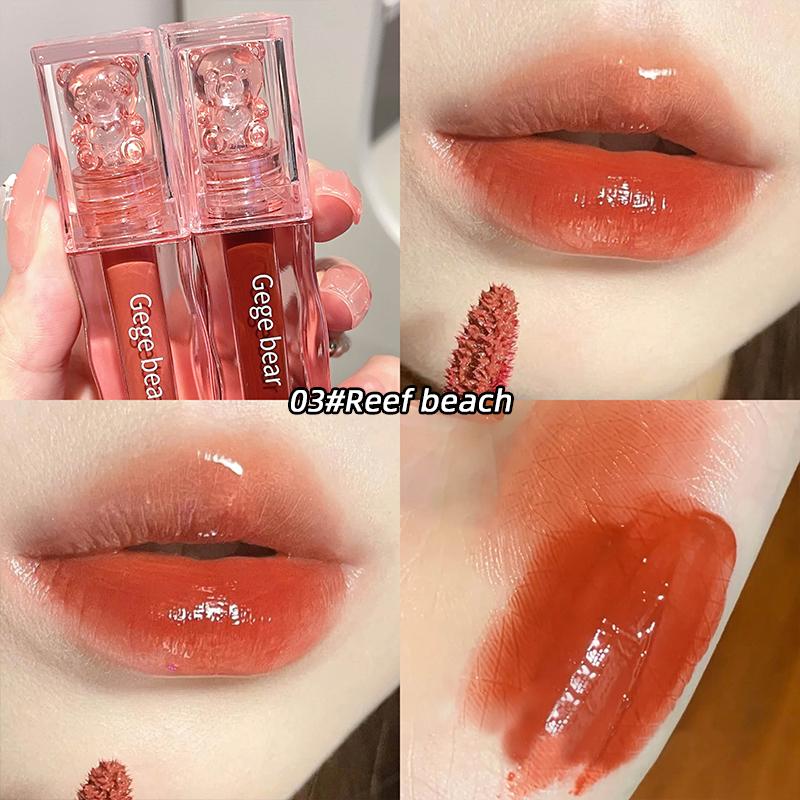 GEGE BEAR Spiegel Lip Gloss Feuchtigkeitsspendende Glas Lippenstift Lang anhaltende Farbe Lippen