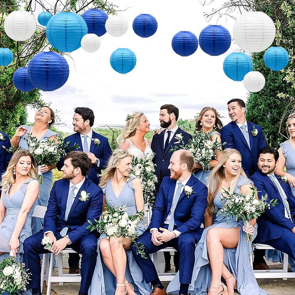 30Pcs Round Paper Lantern Wedding Decor Flowers Ball Lampion DIY Hanging Pompom Crafts Home Christmas Birthday Party Supplies