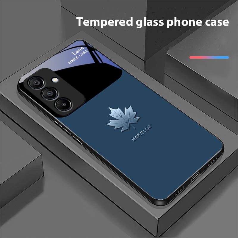 Ahornblattfarbe Für Samsung Galaxy A15 5G 54 4G 51 50 24 35 90 71 12 51 53 52S 80 22 34 Schwarze Handyhülle aus gehärtetem Glas