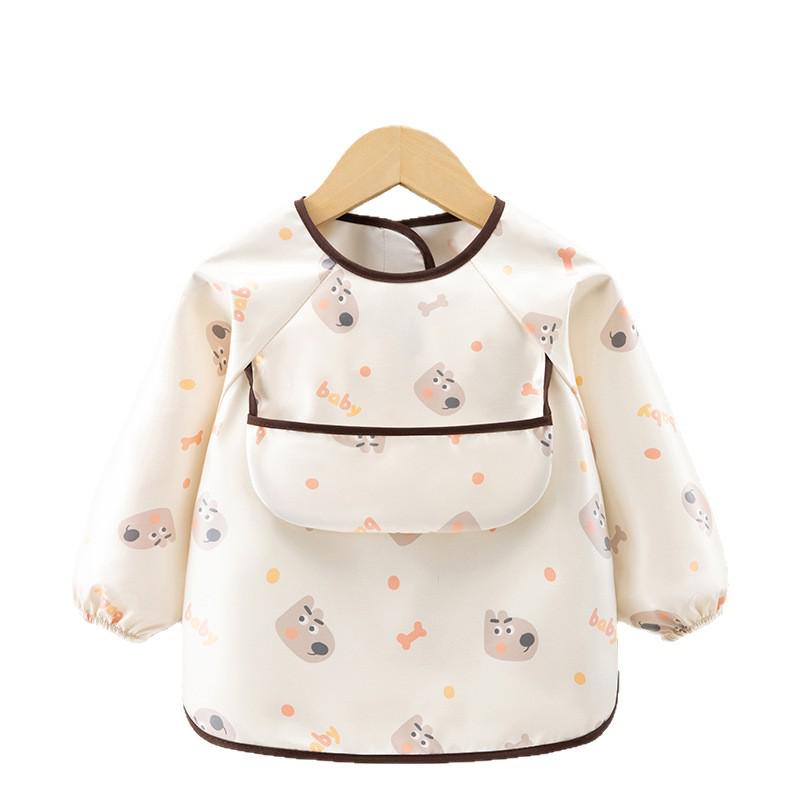 Waterproof Long Sleeve Smock Bib for Boys & Girls - Stain-Resistant Baby Eating Apron with Reverse Wear Protection