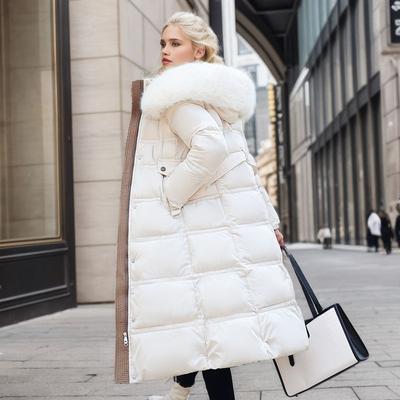 Hooded Down Cotton-Padded Jacket Women Slim Fitting Large Fur Collar Loose Warm Fur Collar Over The Knee Parkas and Thick Coats Female Winter Outwear