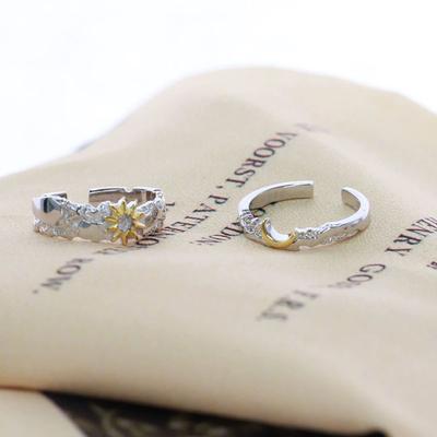 Sun Moon Tonghui Couple Ring Men's and Women's Ins Niche Design High Fashion Personality Living Ring Birthday Gift