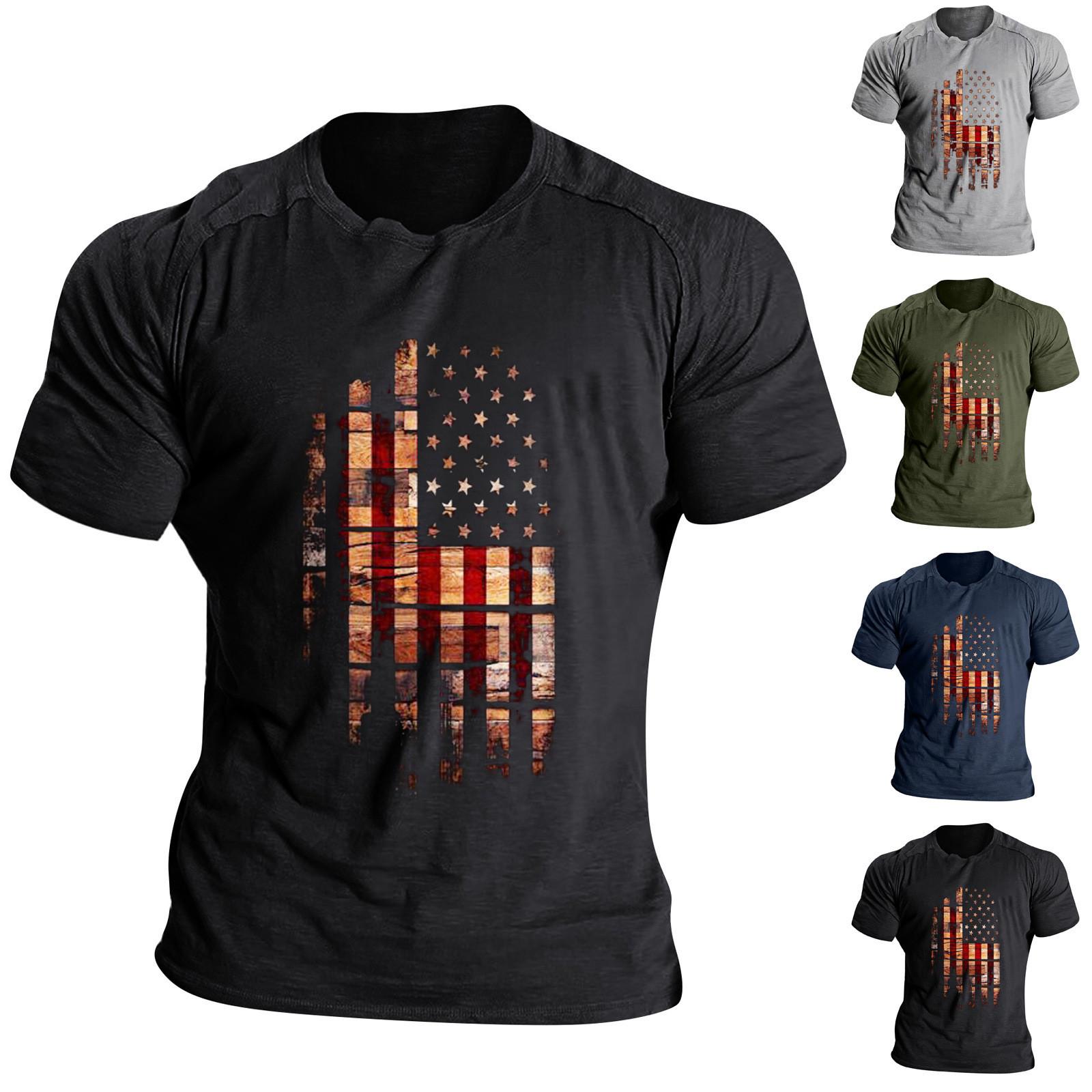 

(Куниде) Мужская повседневная футболка с круглым вырезом и короткими рукавами с принтом, мягкая и дышащая спортивная футболка