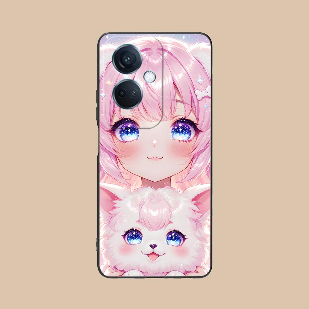 Girl Dog Puppy Matte TPU Mobile Phone Case for OPPO Reno 14 13 12 11 10 9 8 7 6 5 F T Pro 5G Colorful Printing Cover