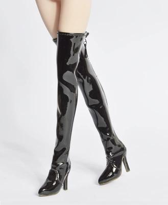 Figure with TBLeague Sexy Beauty Fashion for Bright Mirror Black High Heel Long Boots Head and Clothes Not [TOYBARJAPAN] 1/6 Accessories/Compatible