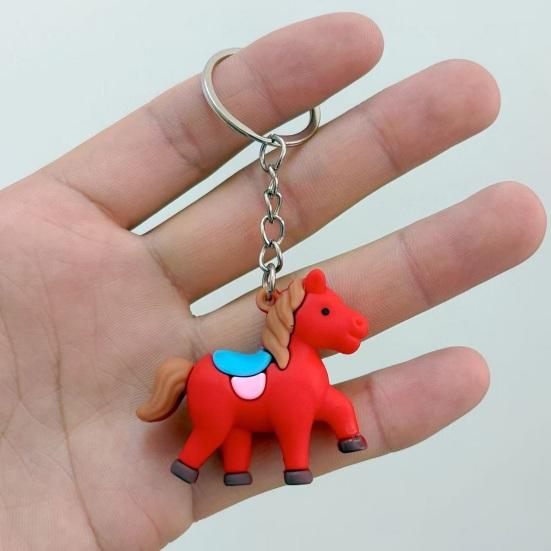 1/2Pcs Keychain Zodiac Horse Design Compact Mini Size Handmade Key Chain Bags Backpacks Wallets Cars Accessories