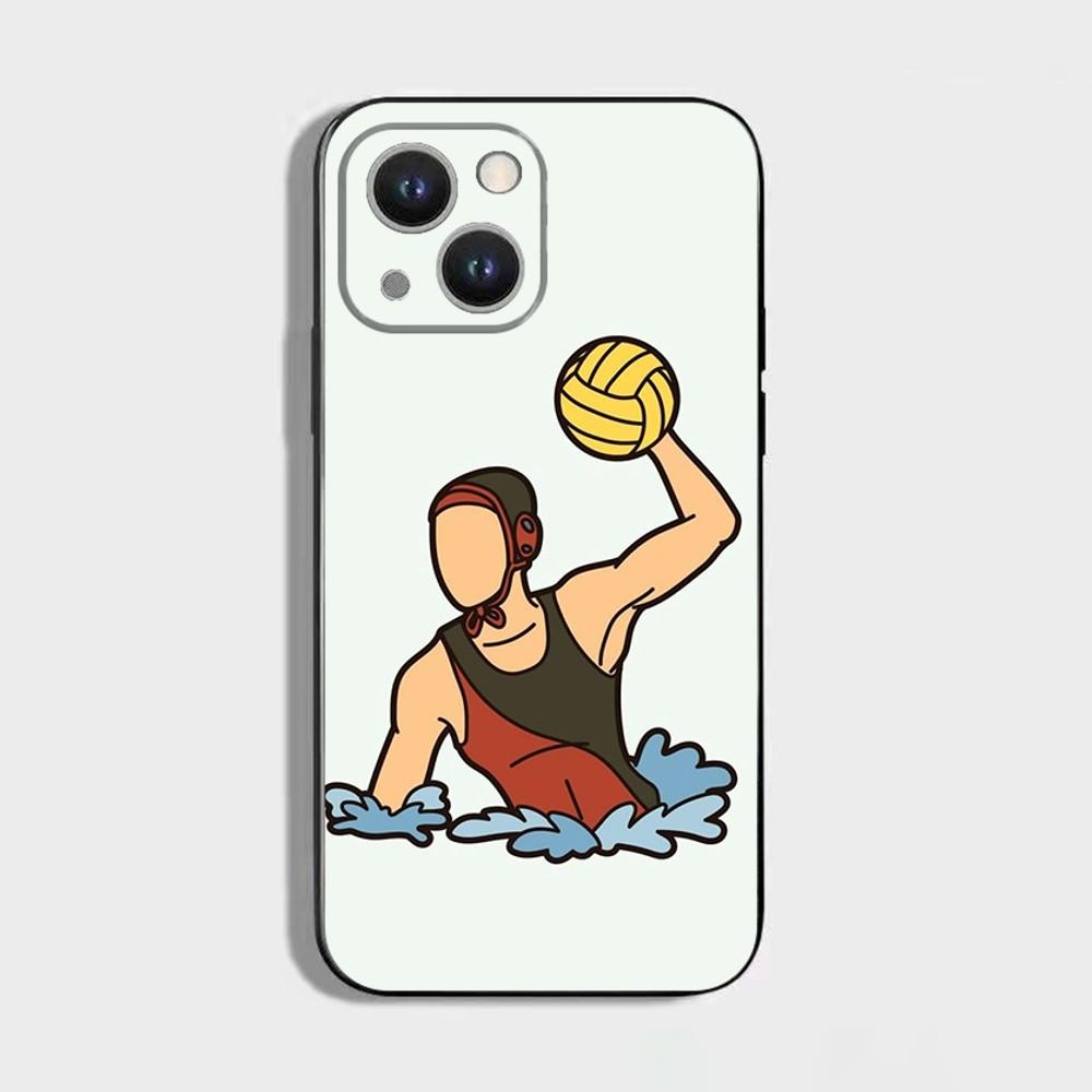 Water Polo Sports Phone Case For iPhone 16,15,14,13,12,11 Plus,Pro Max,XS,X,XR,SE,Mini,8,7,Soft Silicone Black Cover
