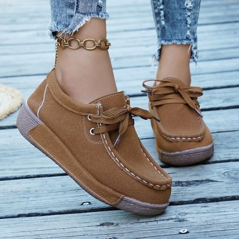 Spring and Autumn Elegant Solid Color Lace Up Thick Soled Casual Shoes Fashionable New Comfortable Hot Selling Women's Shoes