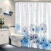 Dandelion Shower Curtain, Blue & White Minimalist Design, Floating Seeds,Polyester, Machine Washable