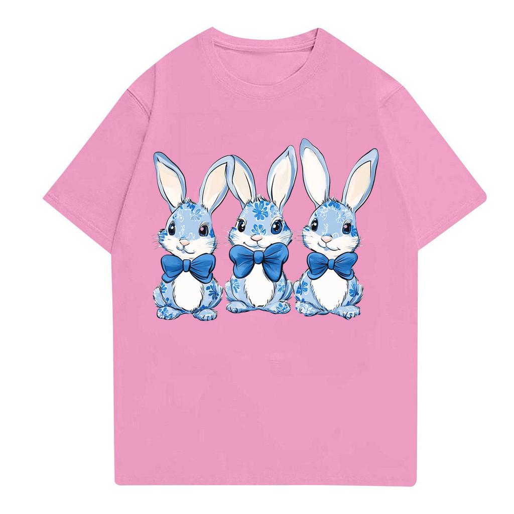 Easter - Men's Casual Baggy Bunny  Print T-shirt Round Neck Pull-over Short-sleeved Top
