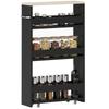 3-Tier Storage Trolley Storage Cart Shelf On Casters with Handle - 48 X 15 X 80 Cm Black