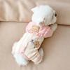Warm Dog Jumpsuit With Navy Collar Small Breeds Winter Pet Clothing Soft Fleece Four-Legged Outfit