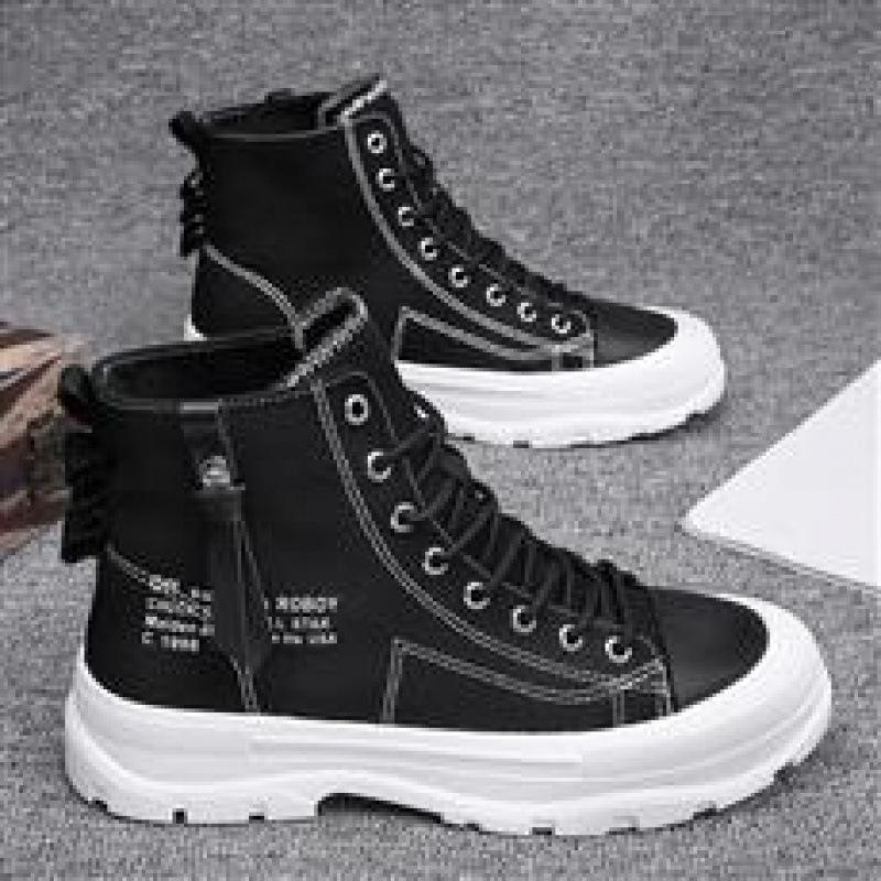 2025 spring new high-top Hong Kong style men's canvas shoes Korean version fashion single shoes trendy men's shoes breathable casual shoes