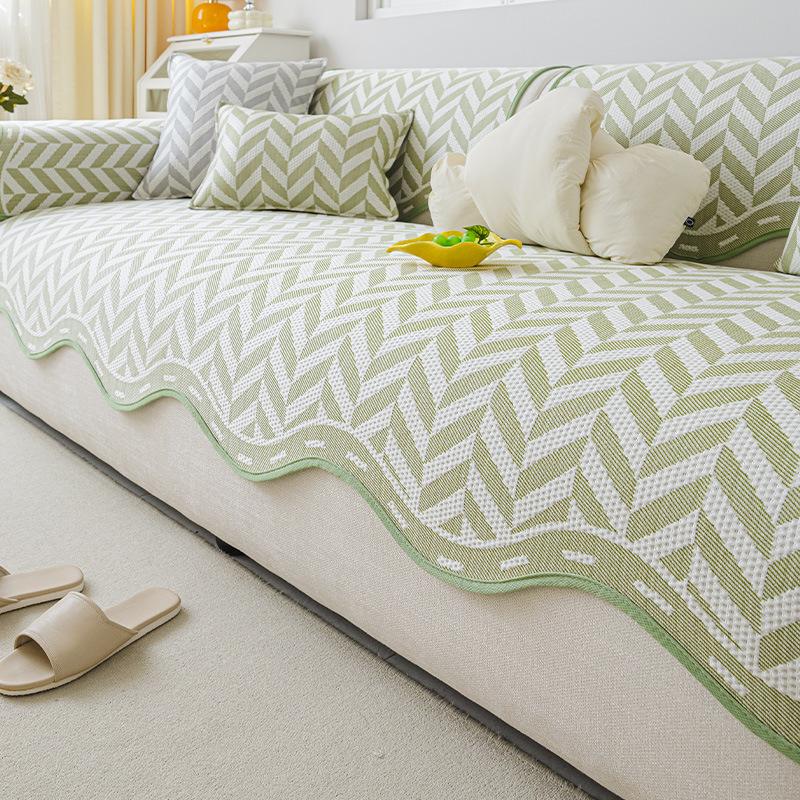 

New Ice Silk Cold Bean Sofa Cushion Summer Cool Non-Slip Sofa Seat Cushion Special-Shaped Straight Sofa Cover 70*70cm