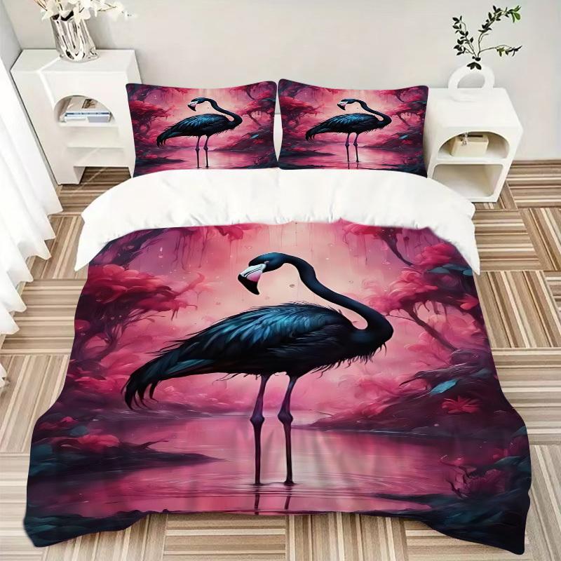 3pcs Pink Flamingo Art Duvet Cover Set -Includes 1 Duvet Cover and 2 Pillowcases, No Quilt Core, All-Season Home Decor yy251111181