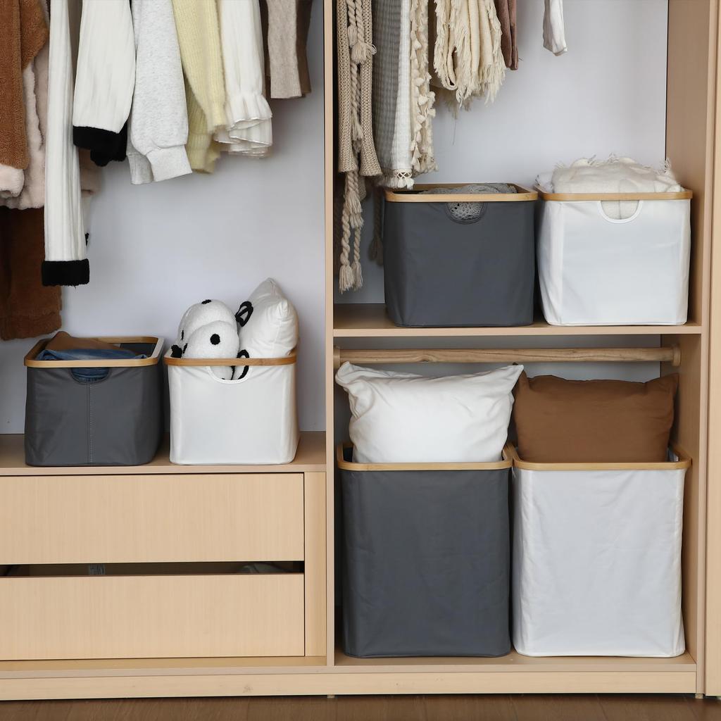 Sea Team Wäsche Aufbewahrung Aufbewahrung Wäsche Groß für Badezimmer oder mit Bambus und Atmungsaktiver Korb, Wäschekorb, Box, Tasche, Platzsparender Korb,